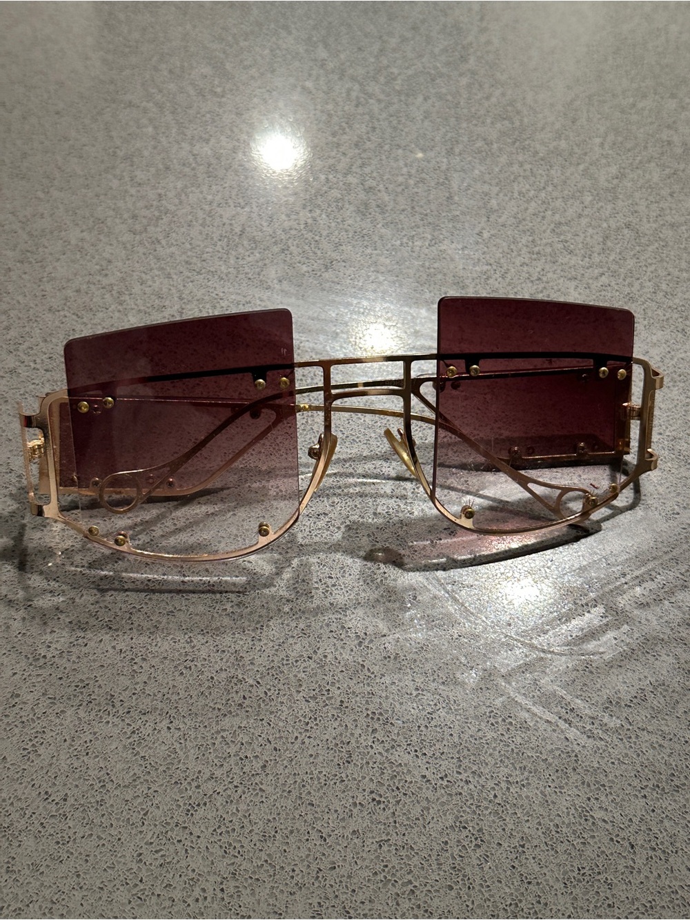 Gold Frame Sunglasses with Gradient Purple Lenses ( case included )